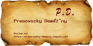 Presovszky Demény névjegykártya